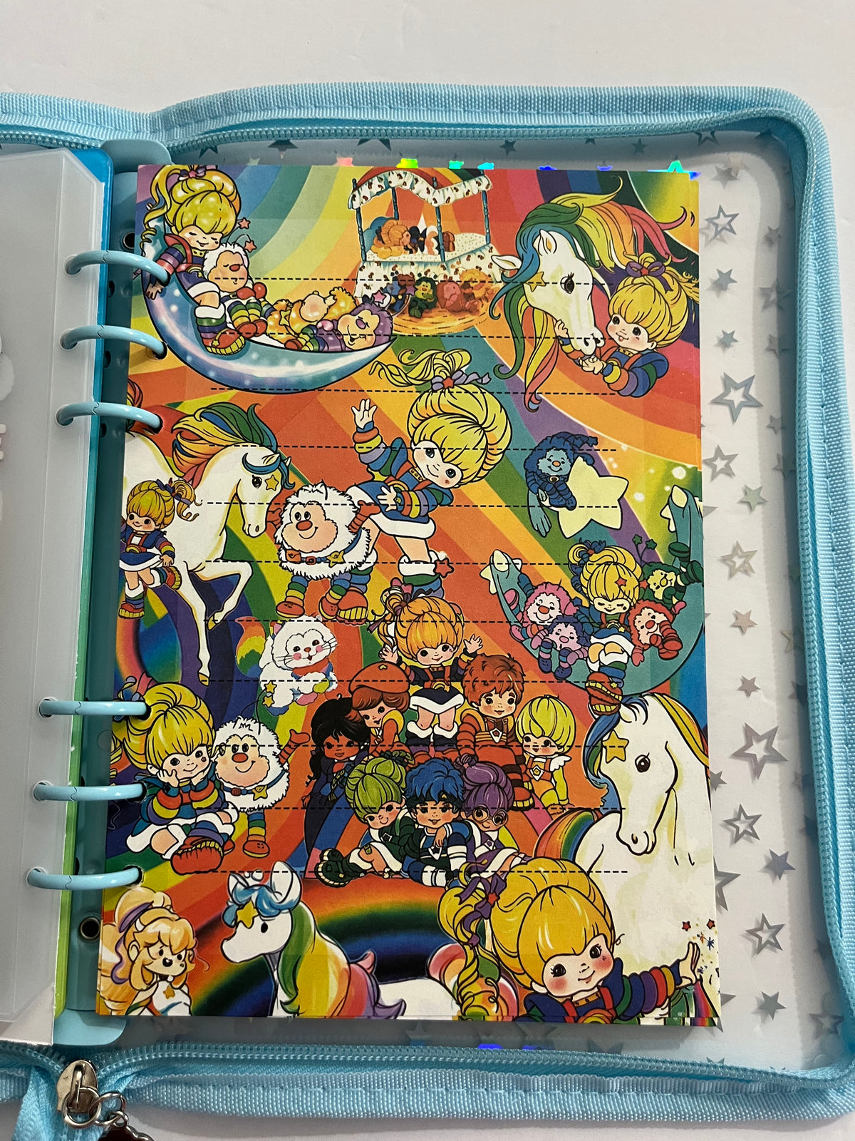 Light Blue Rainbow Brite Zipper Savings Challenge Binder