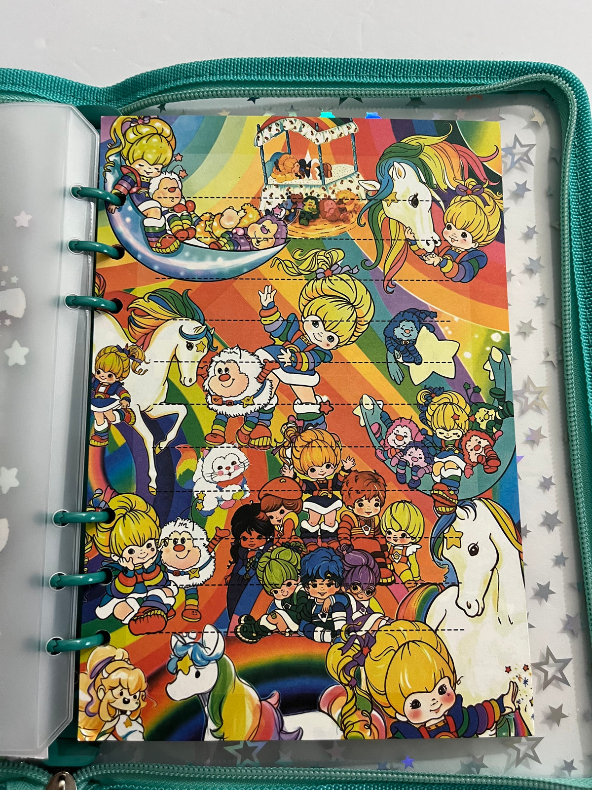 Teal Rainbow Brite Zipper Savings Challenge Binder