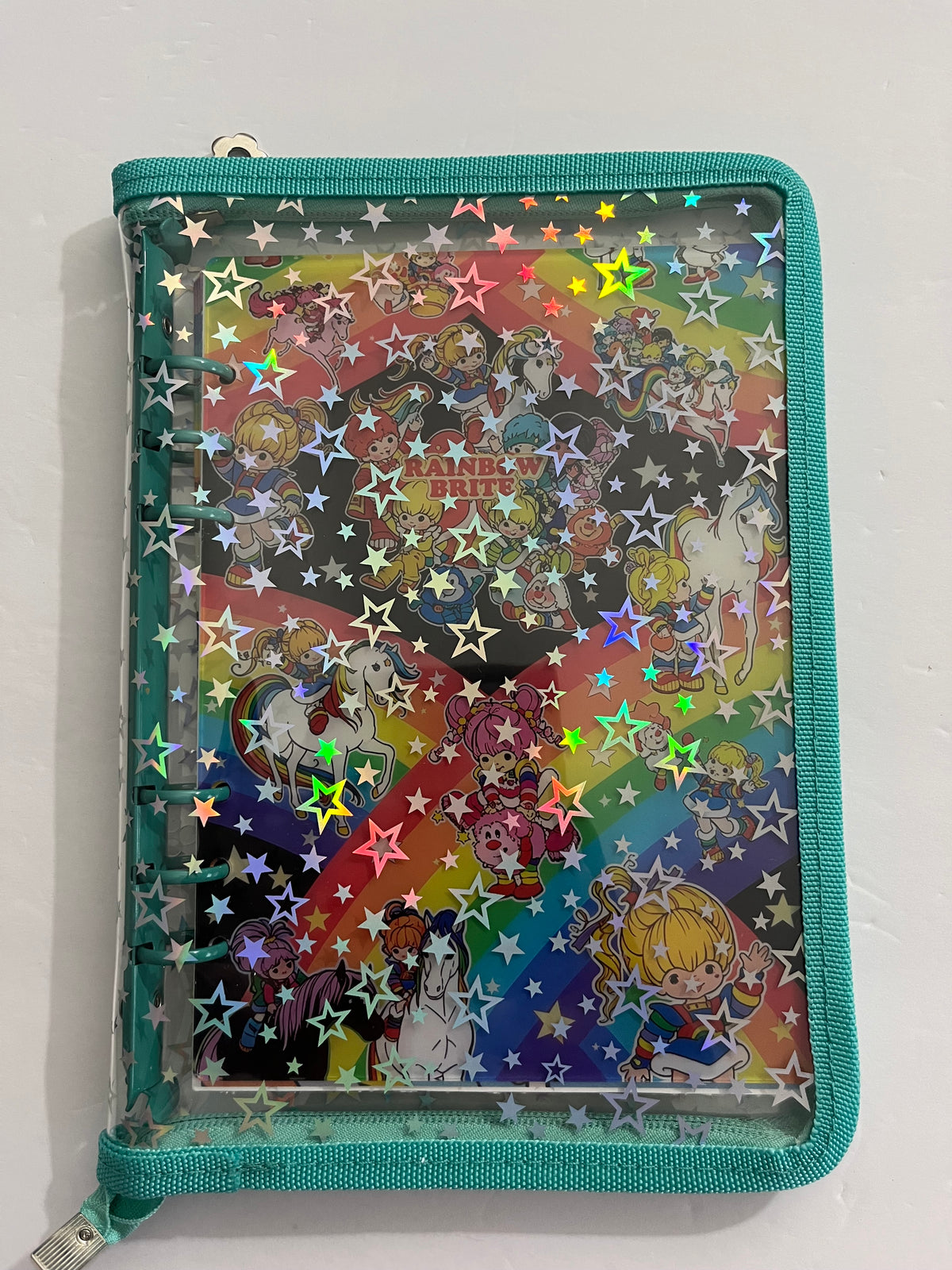 Teal Rainbow Brite Zipper Savings Challenge Binder