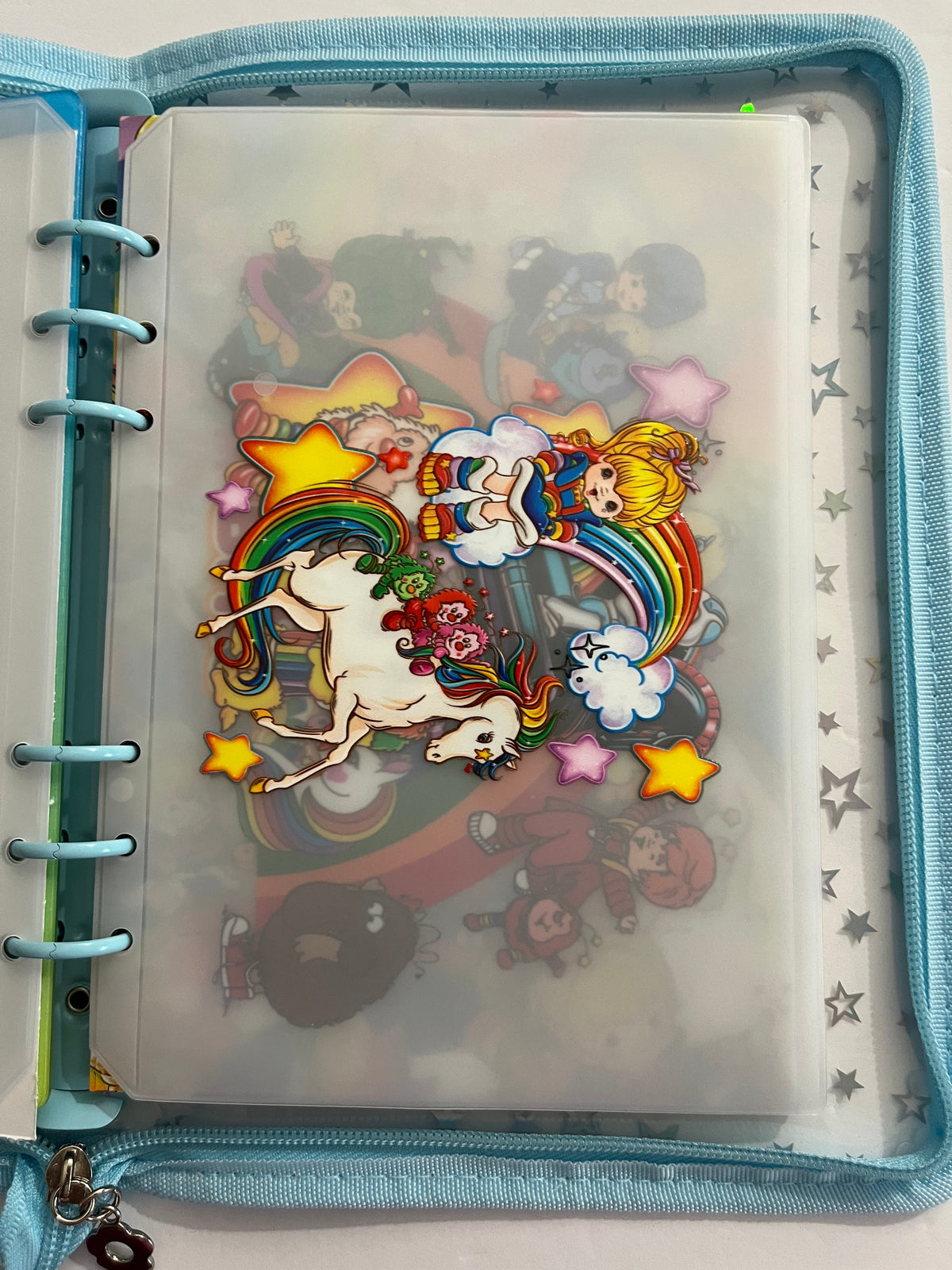 Light Blue Rainbow Brite Zipper Savings Challenge Binder