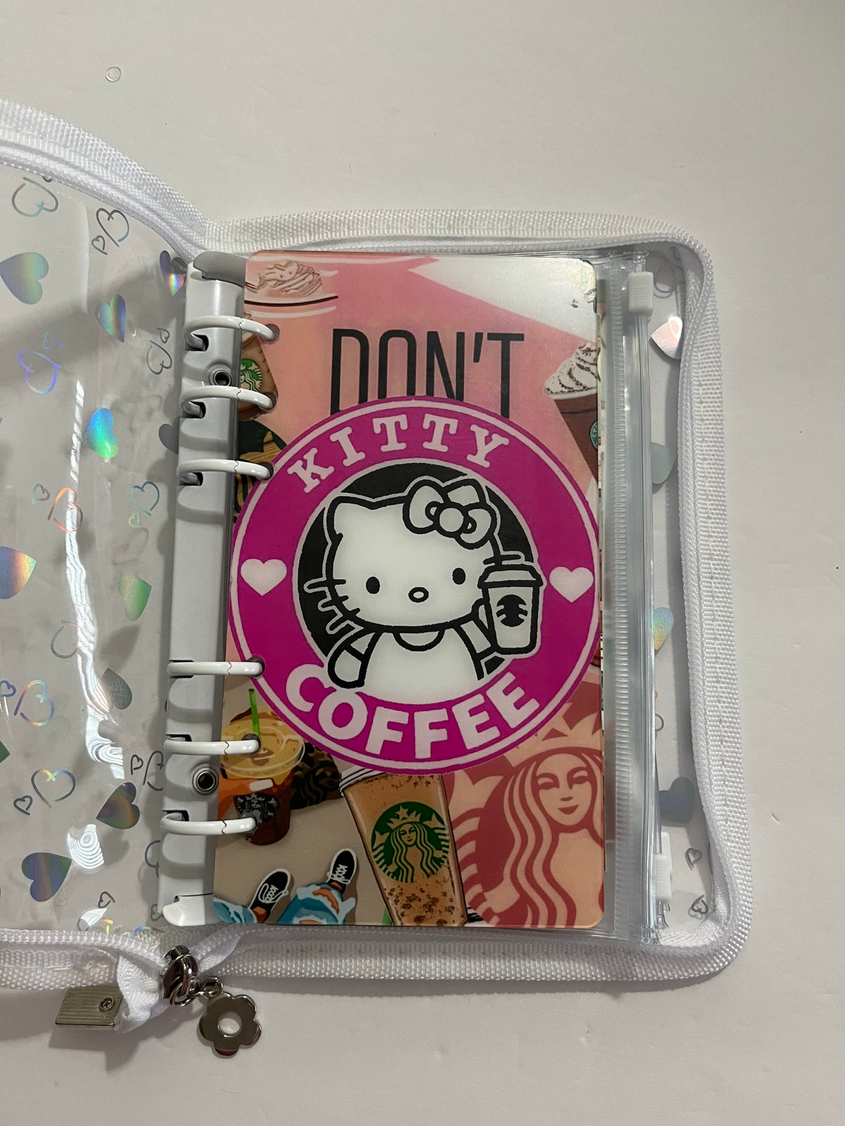 Hello Kitty White Zipper A6 size mystery savings challenge binder