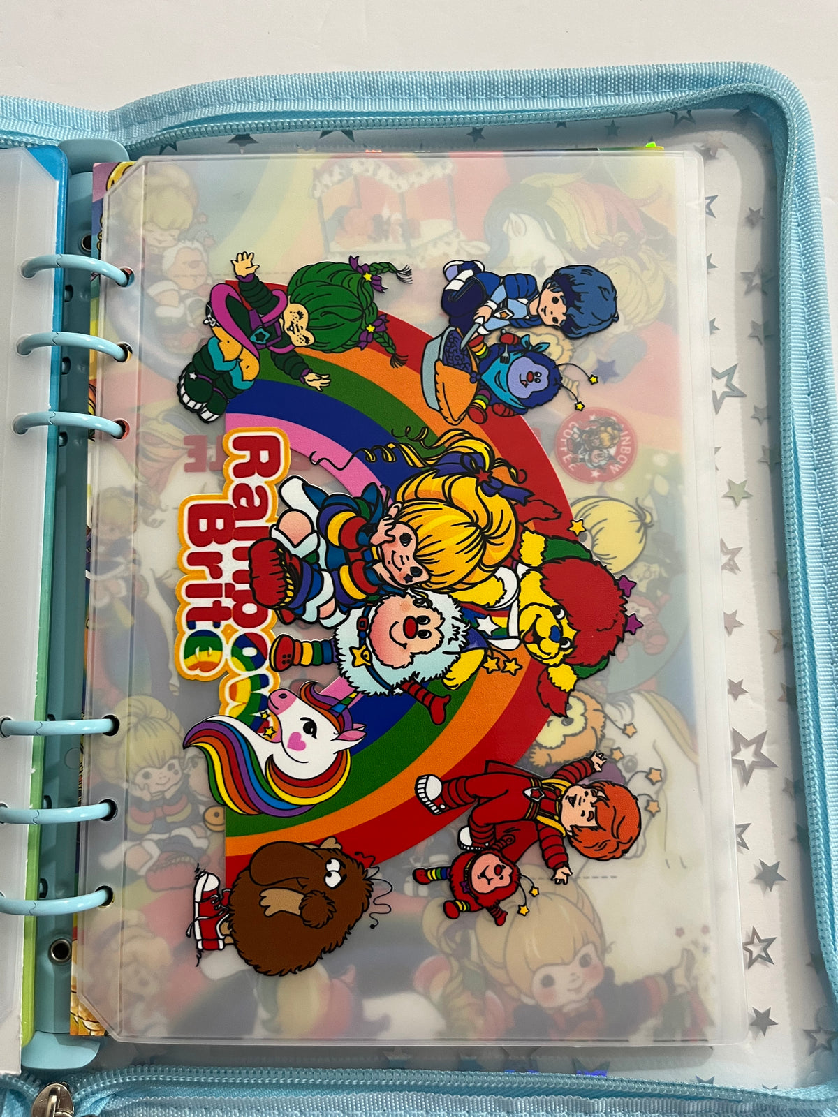 Light Blue Rainbow Brite Zipper Savings Challenge Binder