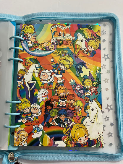 Light Blue Rainbow Brite Zipper Savings Challenge Binder