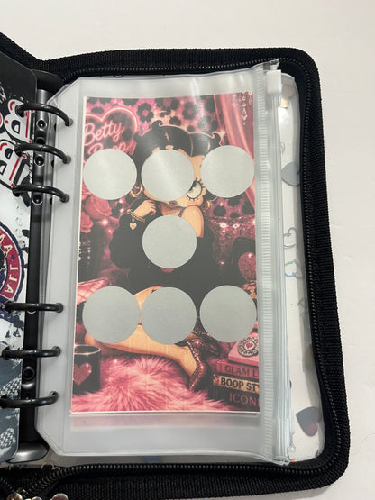 Betty Boop Black Zipper A6 savings challenge binder
