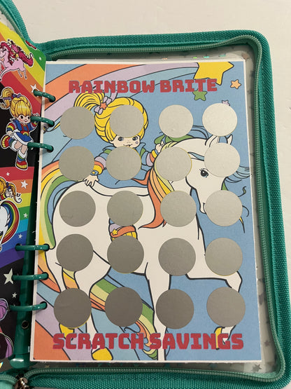 Teal Rainbow Brite Zipper Savings Challenge Binder