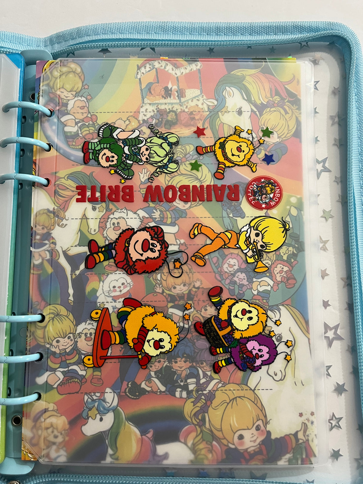 Light Blue Rainbow Brite Zipper Savings Challenge Binder