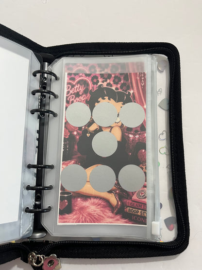 Betty Boop Black Zipper A6 savings challenge binder
