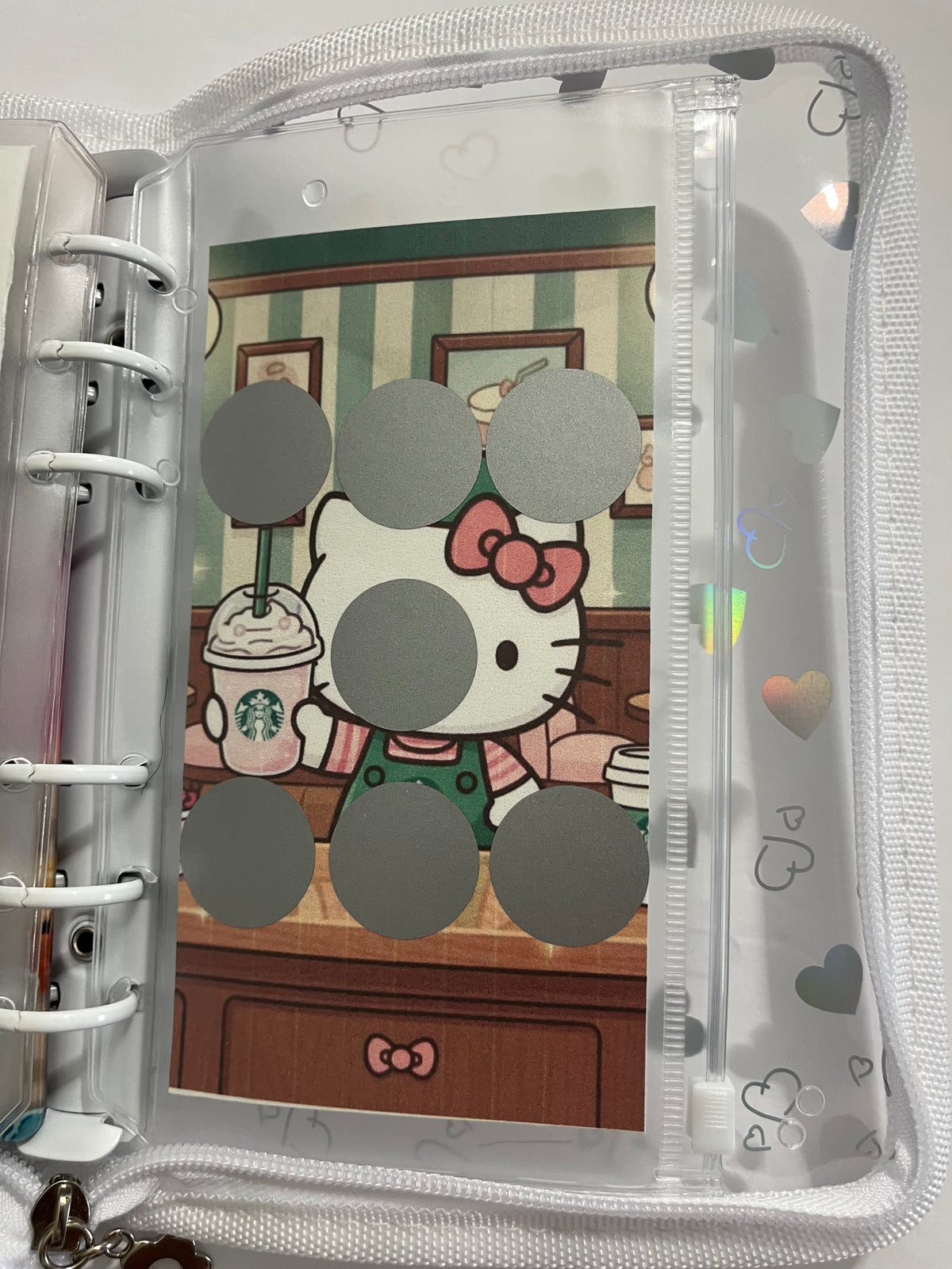 Hello Kitty White Zipper A6 size mystery savings challenge binder