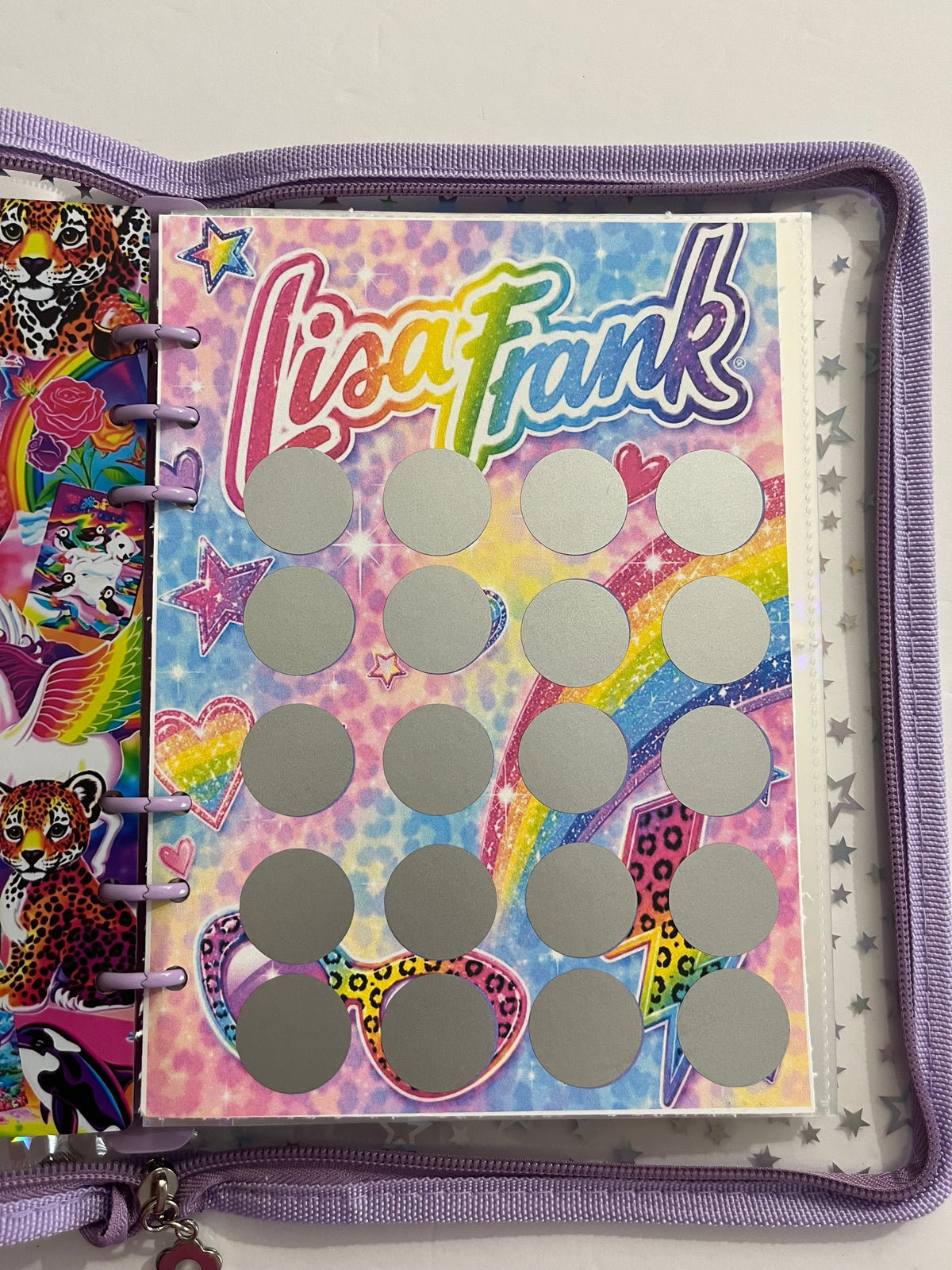 Lisa Frank Purple Zipper Savings Challenge Binder