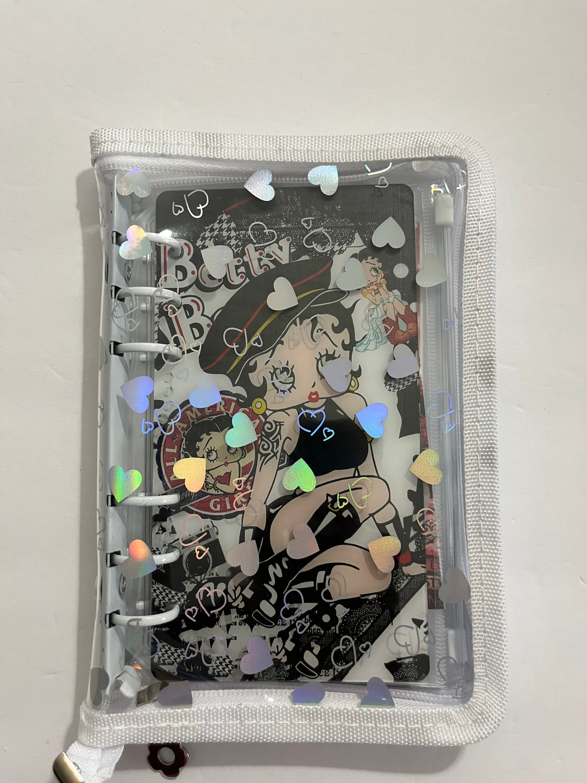 Betty Boop White Zipper A6 savings challenge binder
