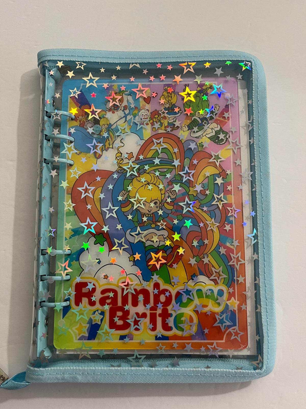 Light Blue Rainbow Brite Zipper Savings Challenge Binder