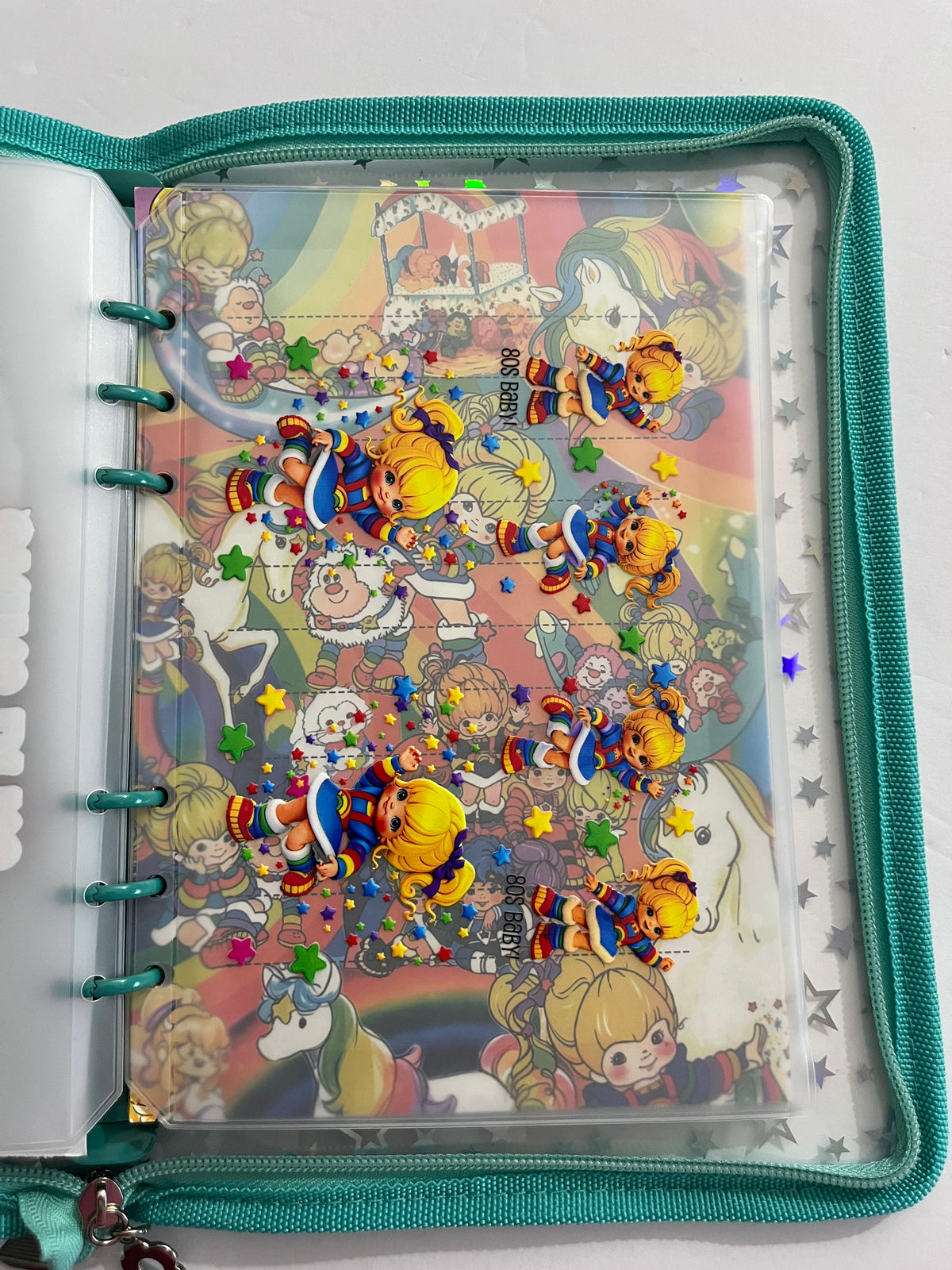 Teal Rainbow Brite Zipper Savings Challenge Binder