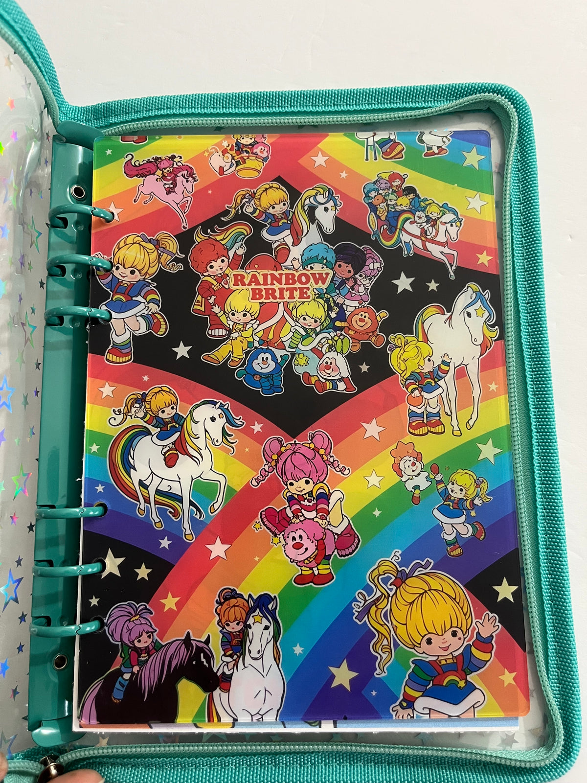 Teal Rainbow Brite Zipper Savings Challenge Binder