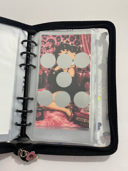 Betty Boop Black Zipper A6 savings challenge binder
