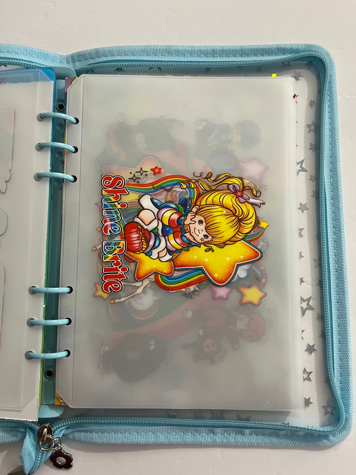 Light Blue Rainbow Brite Zipper Savings Challenge Binder