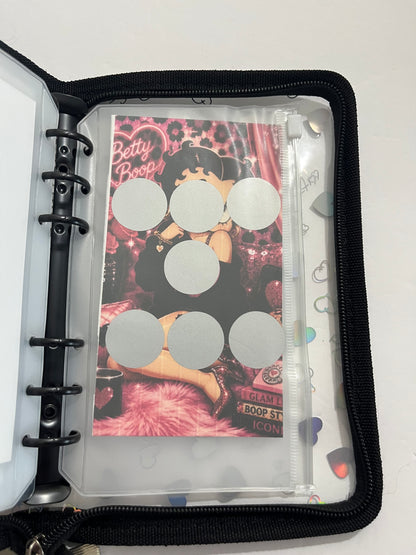 Betty Boop Black Zipper A6 savings challenge binder