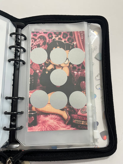 Betty Boop Black Zipper A6 savings challenge binder