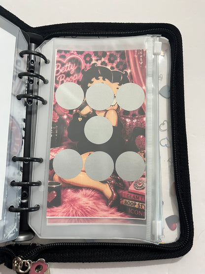 Betty Boop Black Zipper A6 savings challenge binder