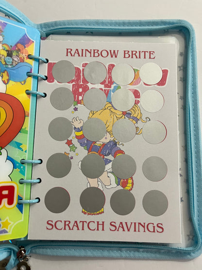 Light Blue Rainbow Brite Zipper Savings Challenge Binder