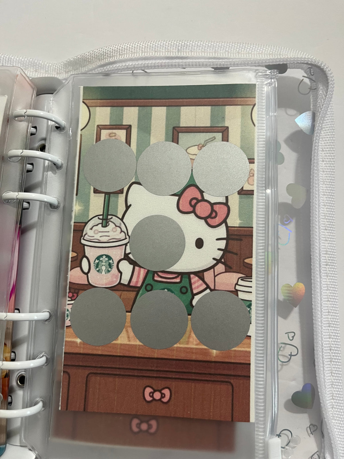 Hello Kitty White Zipper A6 size mystery savings challenge binder