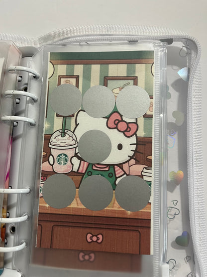 Hello Kitty White Zipper A6 size mystery savings challenge binder