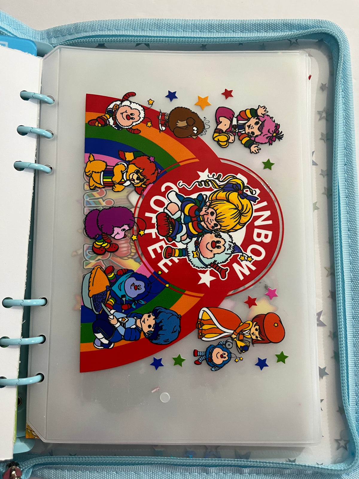 Light Blue Rainbow Brite Zipper Savings Challenge Binder