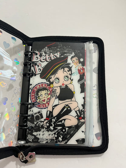 Betty Boop Black Zipper A6 savings challenge binder