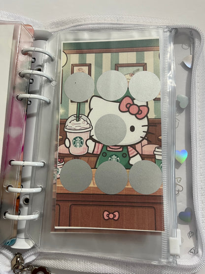 Hello Kitty White Zipper A6 size mystery savings challenge binder
